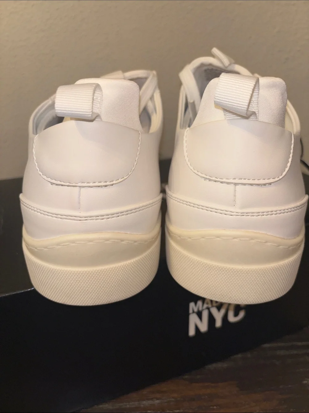 Madden NYC Classic White Low-Top Sneakers with Off-White Sole